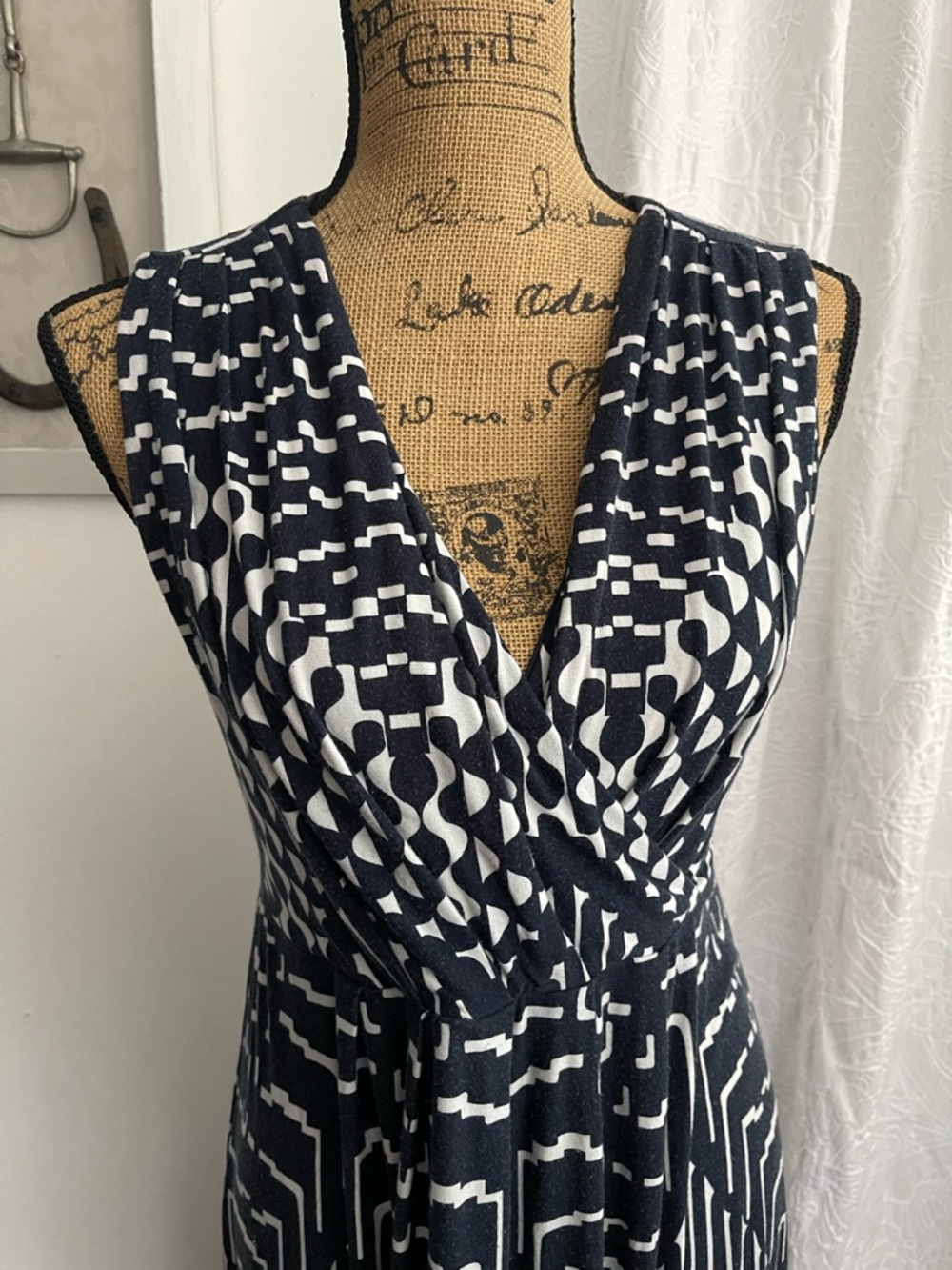 Mario Serrani Italy Maxi Dress Sleeveless Geometric Print Made in Italy Size.M - Picture 4 of 8